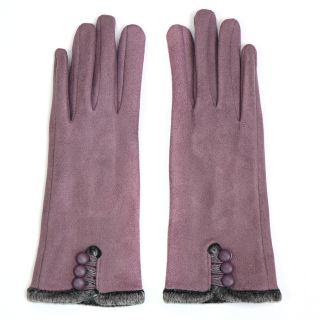 Mauve Faux Suede Button Detail Gloves by Peace of Mind